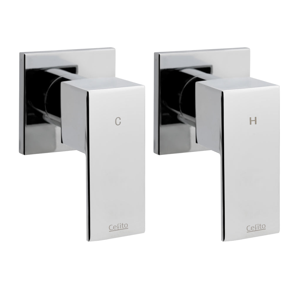 Cefito Shower Twins Tap Wall Bath Taps Brass Hot Cold Basin Bathroom Chrome SHOWER-A2-TAP-SI