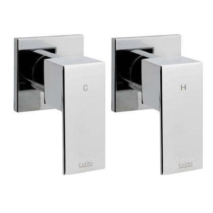 Cefito Shower Twins Tap Wall Bath Taps Brass Hot Cold Basin Bathroom Chrome SHOWER-A2-TAP-SI