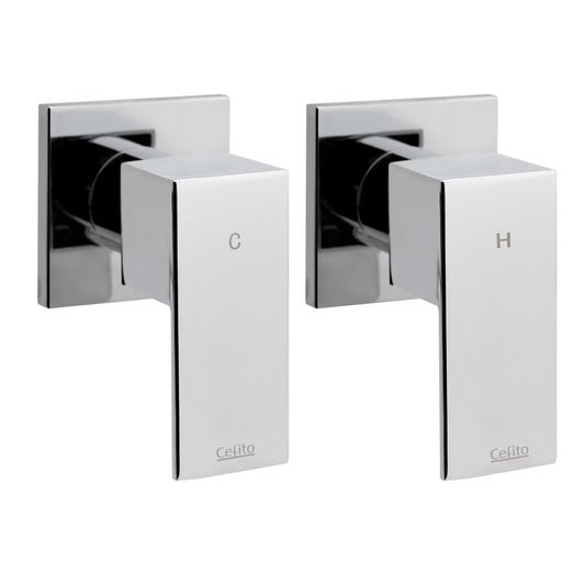 Cefito Shower Twins Tap Wall Bath Taps Brass Hot Cold Basin Bathroom Chrome SHOWER-A2-TAP-SI