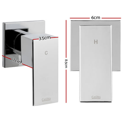 Cefito Shower Twins Tap Wall Bath Taps Brass Hot Cold Basin Bathroom Chrome SHOWER-A2-TAP-SI