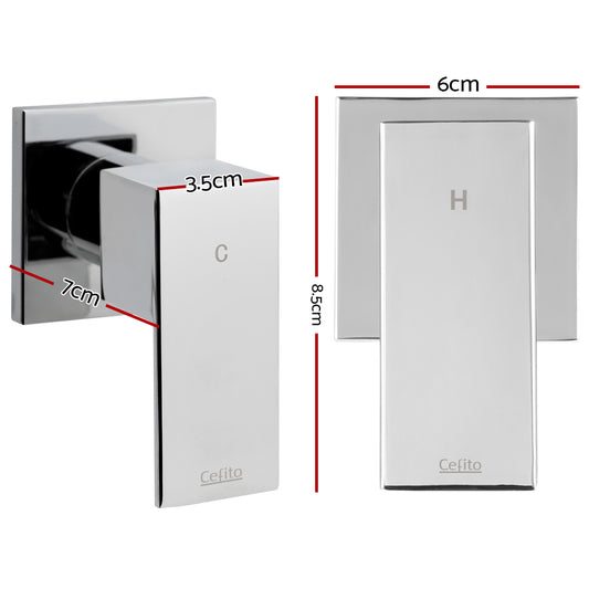 Cefito Shower Twins Tap Wall Bath Taps Brass Hot Cold Basin Bathroom Chrome SHOWER-A2-TAP-SI