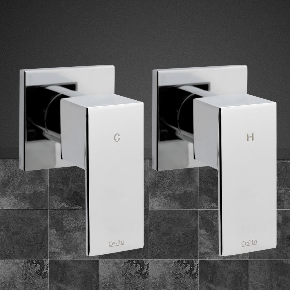 Cefito Shower Twins Tap Wall Bath Taps Brass Hot Cold Basin Bathroom Chrome SHOWER-A2-TAP-SI