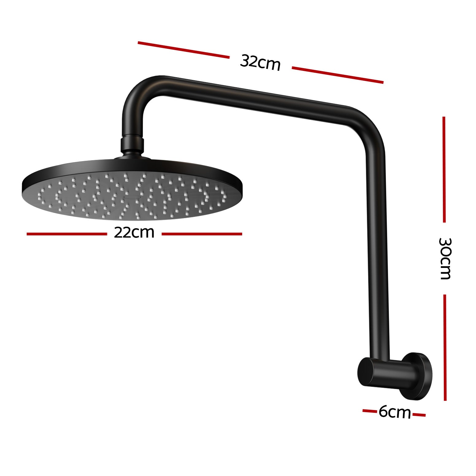 9'' Rain Shower Head Overhead High-pressure Swivel Black SHOWER-A3-RO-9-BK