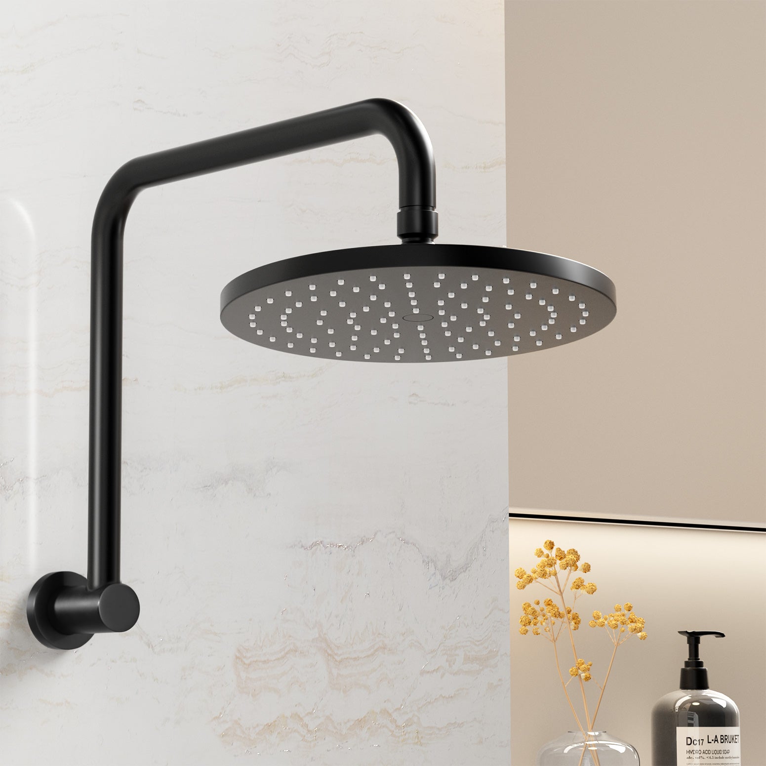 9'' Rain Shower Head Overhead High-pressure Swivel Black SHOWER-A3-RO-9-BK