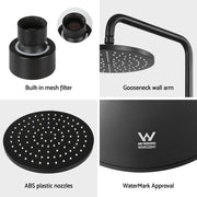 9'' Rain Shower Head Overhead High-pressure Swivel Black SHOWER-A3-RO-9-BK