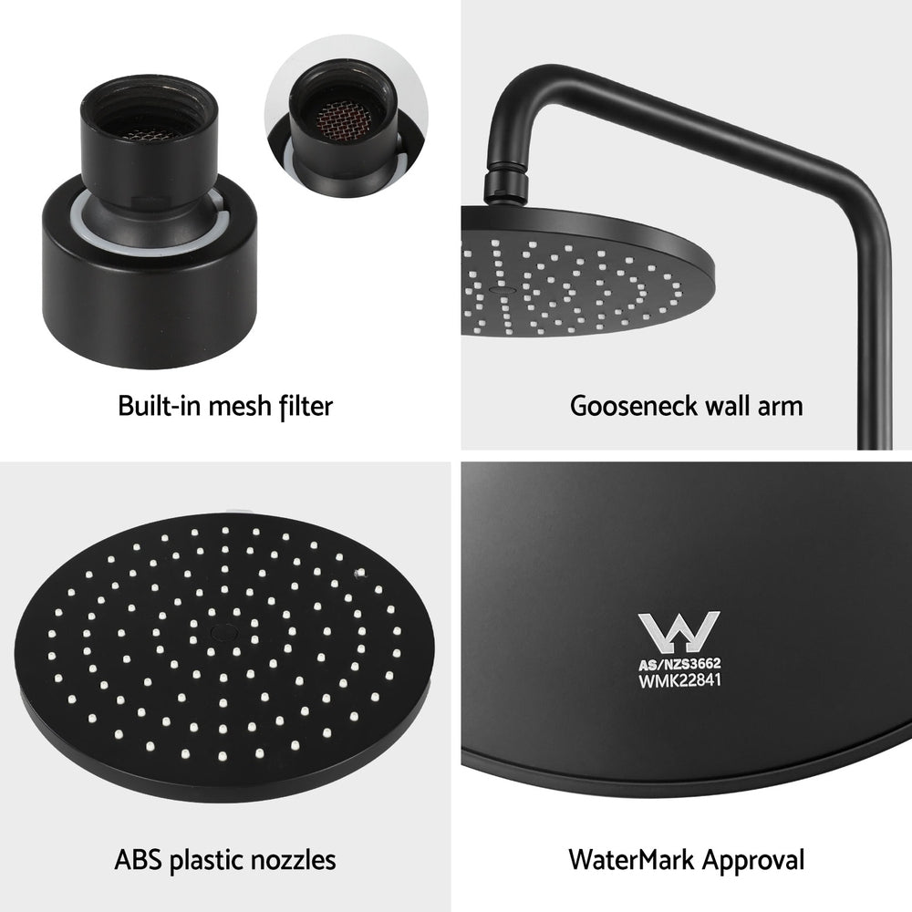 9'' Rain Shower Head Overhead High-pressure Swivel Black SHOWER-A3-RO-9-BK