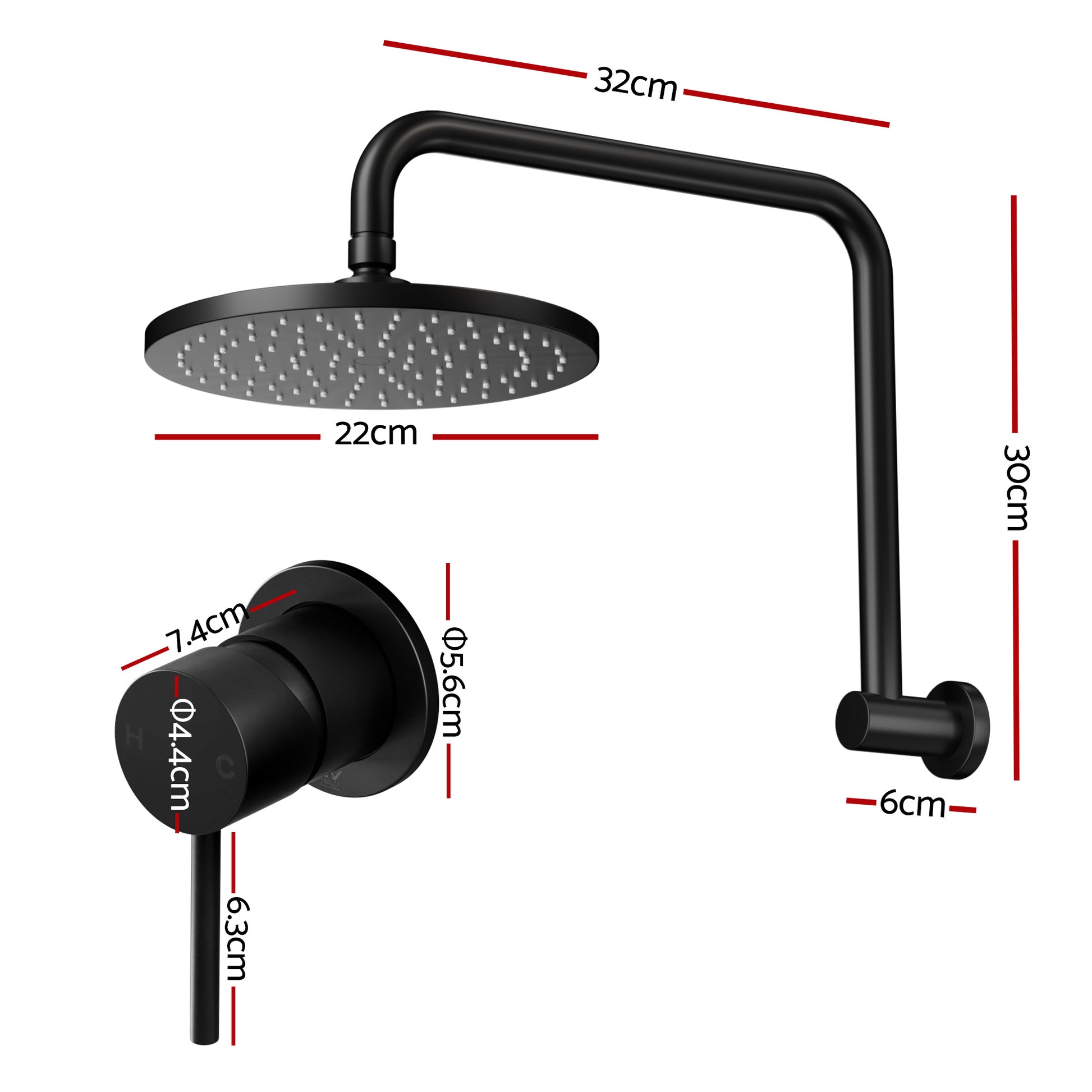 Cefito 9'' Rain Overhead Swivel Shower Head with Wall Bathroom Mixer SHOWER-A3-RO-9-BK-MIXER-RO
