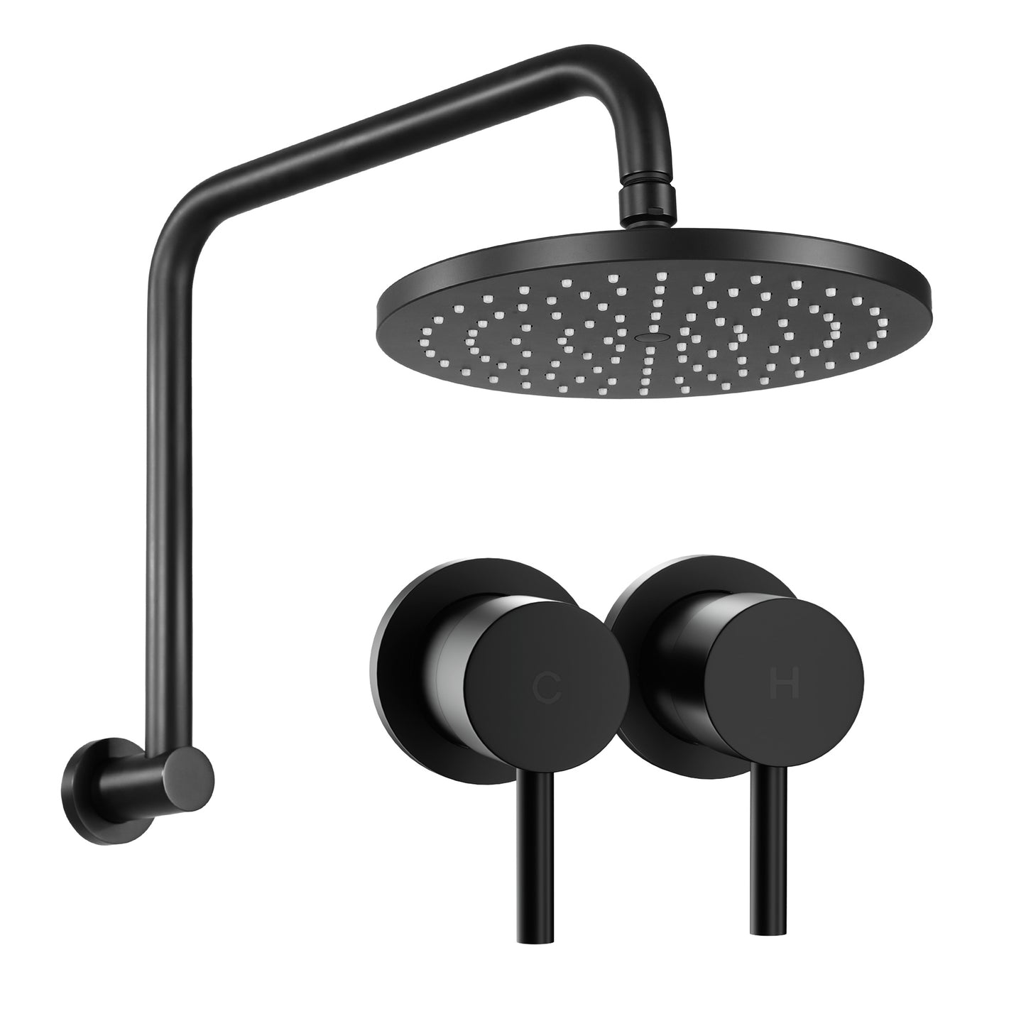 Cefito 9'' Rain Overhead Swivel Shower Head with Wall Twin Swivel Bathroom Tap SHOWER-A3-RO-9-BK-TAP-RO
