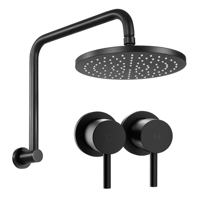 Cefito 9'' Rain Overhead Swivel Shower Head with Wall Twin Swivel Bathroom Tap SHOWER-A3-RO-9-BK-TAP-RO