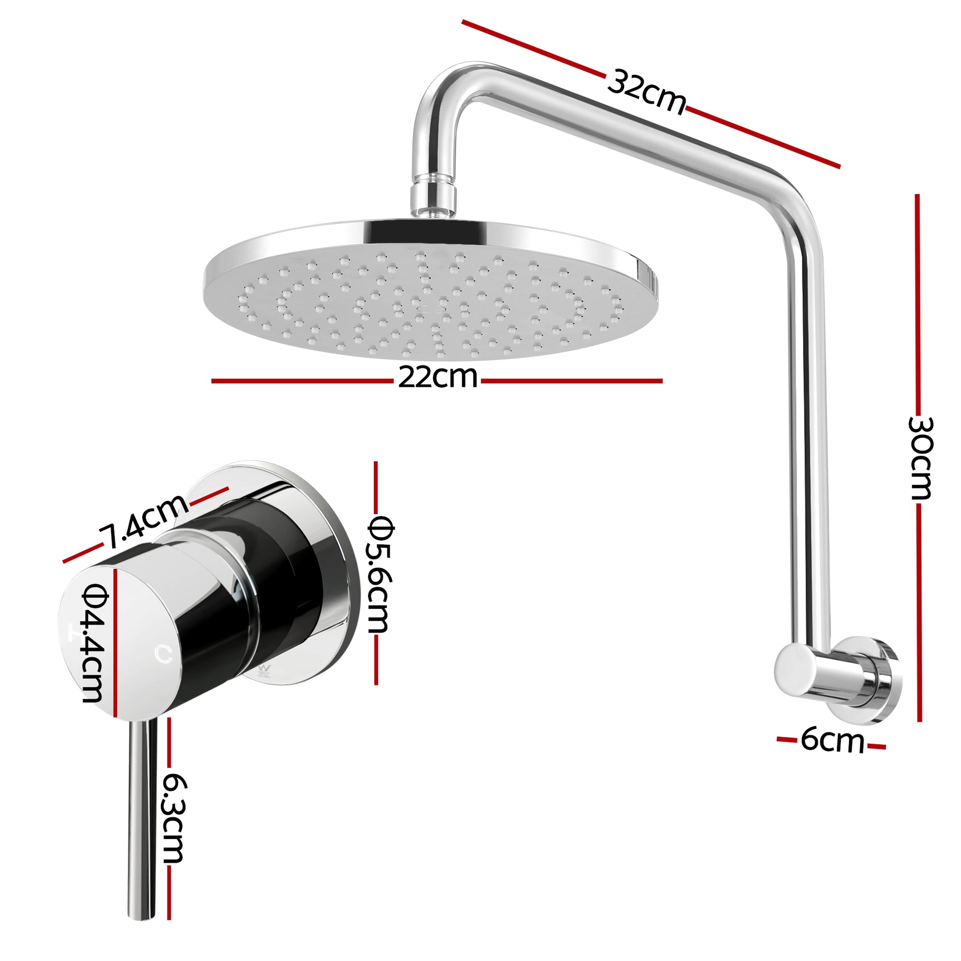 Cefito 9'' Rain Overhead Swivel Shower Head with Wall Bathroom Mixer Silver SHOWER-A3-RO-9-SI-MIXER-RO