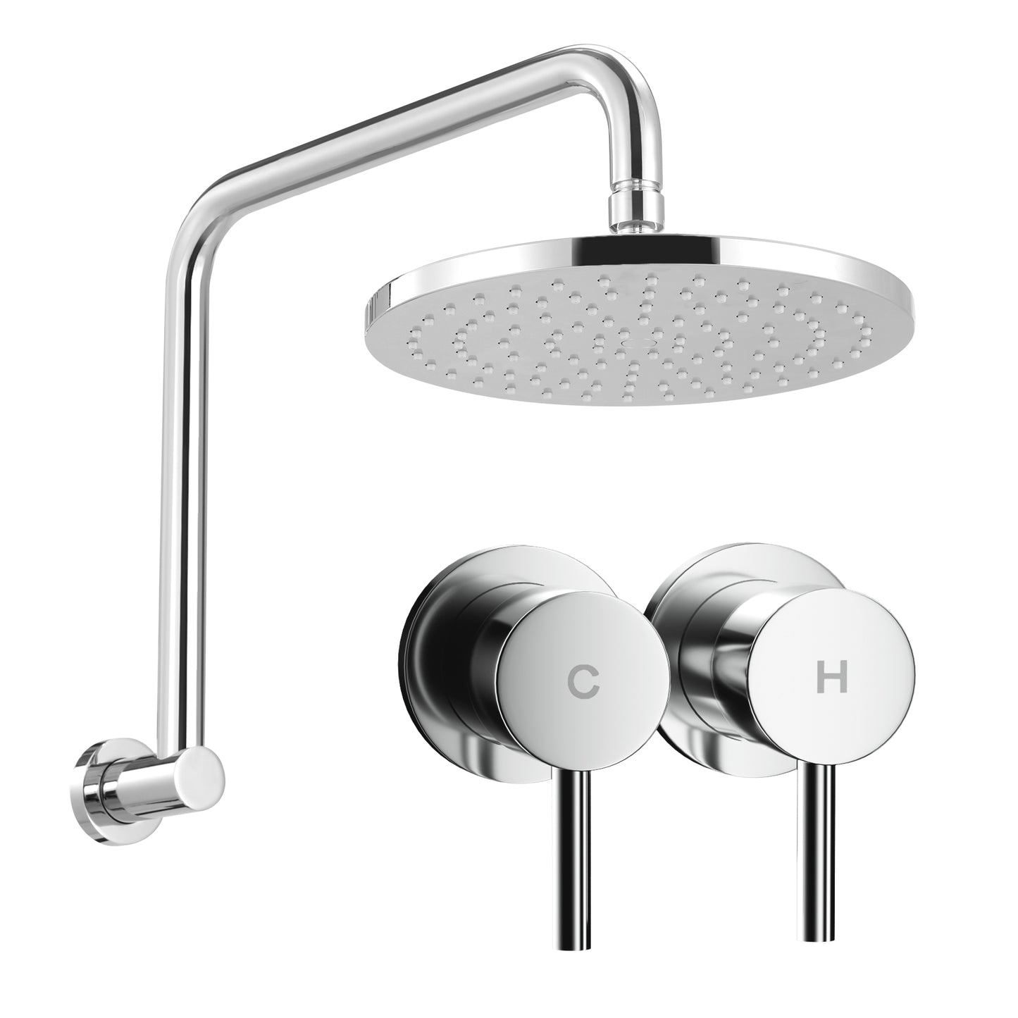 Cefito 9'' Rain Overhead Swivel Shower Head with Wall Twin Swivel Bathroom Tap Silver SHOWER-A3-RO-9-SI-TAP-RO