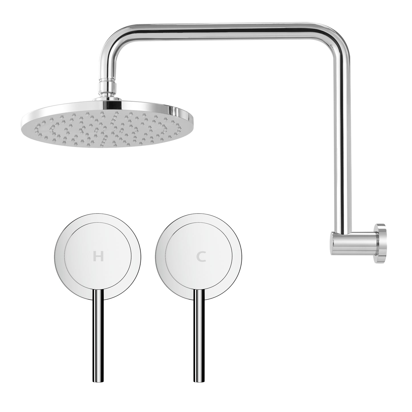 Cefito 9'' Rain Overhead Swivel Shower Head with Wall Twin Swivel Bathroom Tap Silver SHOWER-A3-RO-9-SI-TAP-RO