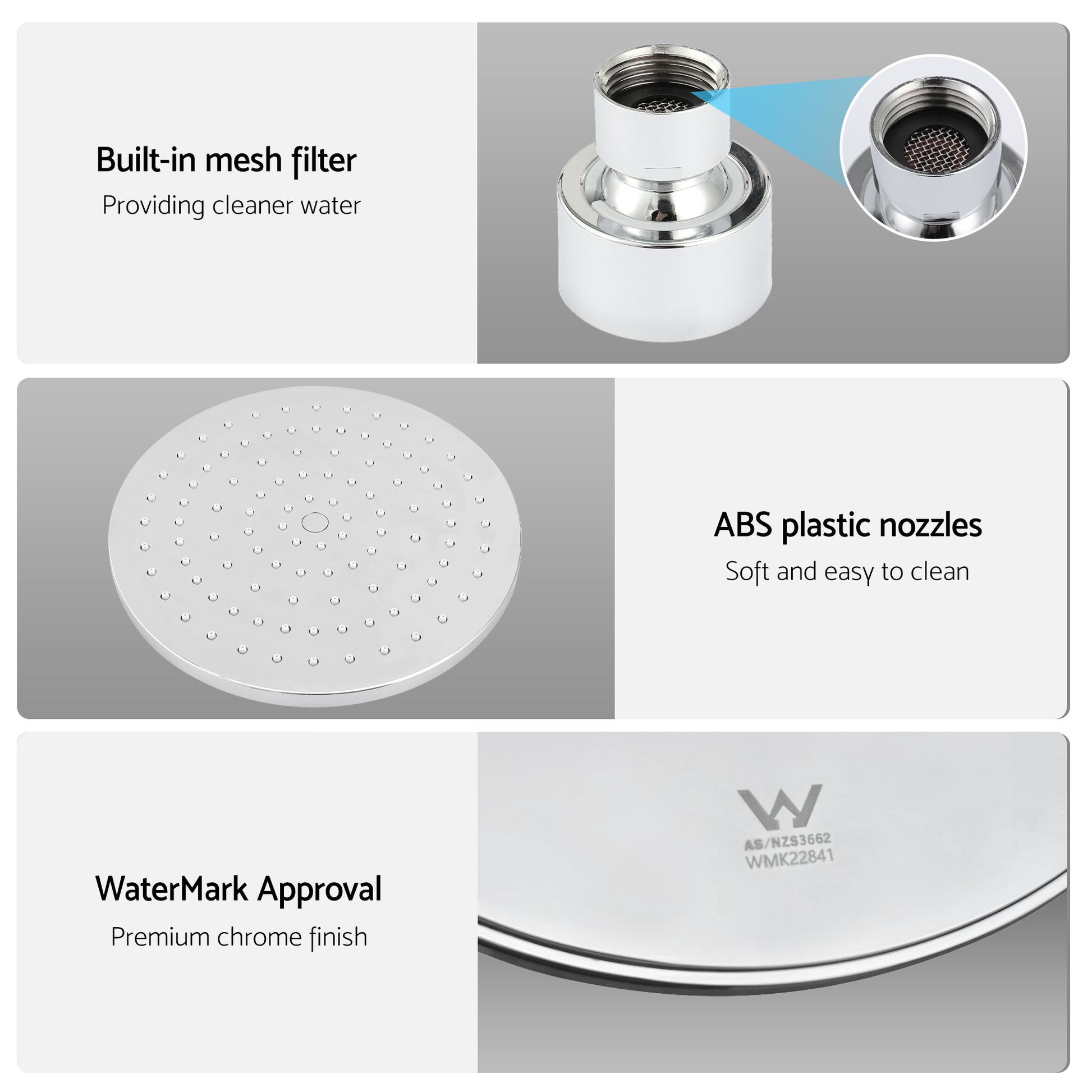 Cefito 9'' Rain Overhead Swivel Shower Head with Wall Twin Swivel Bathroom Tap Silver SHOWER-A3-RO-9-SI-TAP-RO