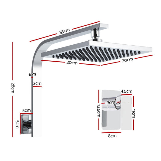 Cefito 8'' Rain Shower Head Wall Arm Square High Pressure Mixer Tap Chrome SHOWER-A3-SQ-8-SI-MIXER