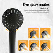 Handheld Shower Head 4.5" High Pressure 5 Modes Poweful Round Black SHOWER-A4-RO-BK