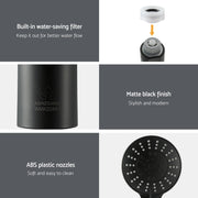 Handheld Shower Head 4.5" High Pressure 5 Modes Poweful Round Black SHOWER-A4-RO-BK