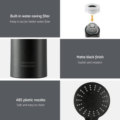 Handheld Shower Head 4.5" High Pressure 5 Modes Poweful Round Black SHOWER-A4-RO-BK