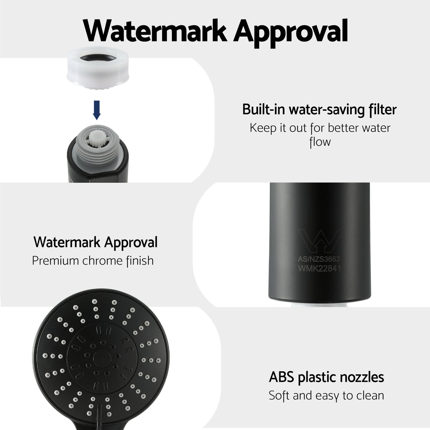 Cefito 4.5" Handheld Shower Head Round with Wall Bathroom Mixer SHOWER-A4-RO-BK-MIXER-RO