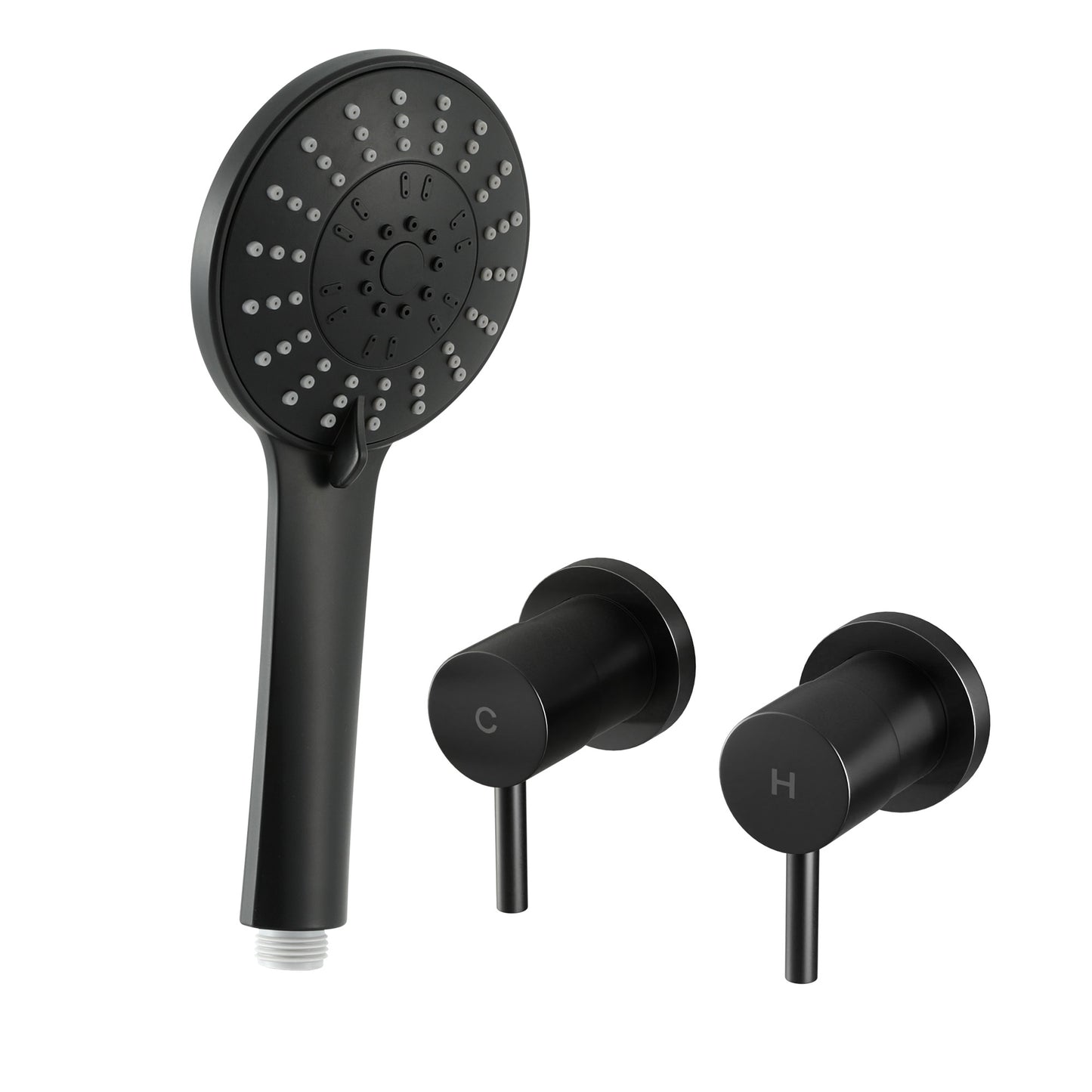Cefito 4.5" Handheld Shower Head Round with Wall Twin Swivel Bathroom Tap SHOWER-A4-RO-BK-TAP-RO