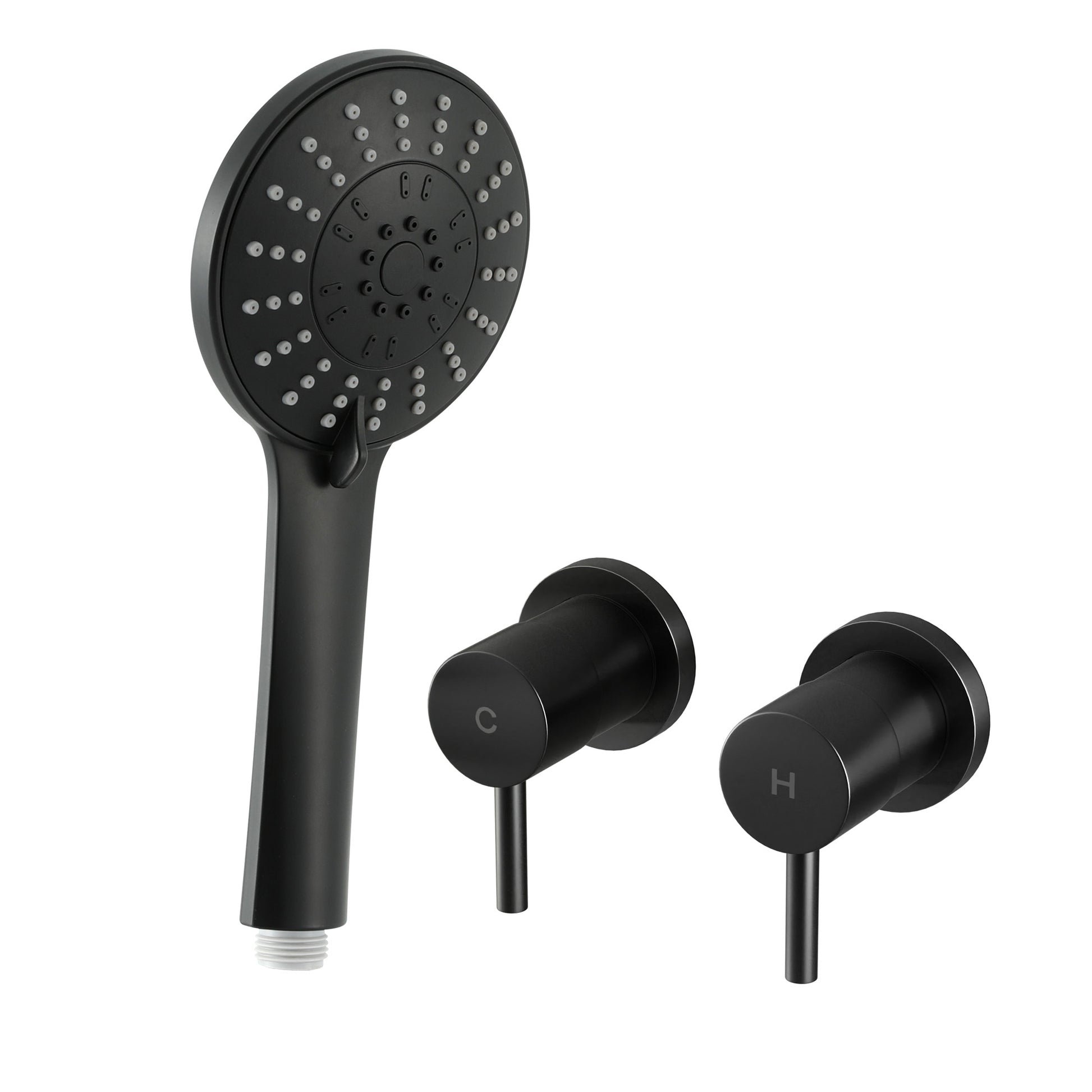 Cefito 4.5" Handheld Shower Head Round with Wall Twin Swivel Bathroom Tap SHOWER-A4-RO-BK-TAP-RO