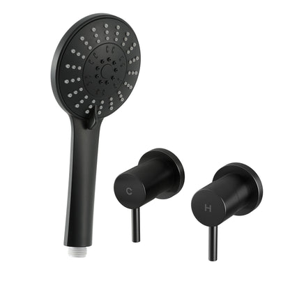 Cefito 4.5" Handheld Shower Head Round with Wall Twin Swivel Bathroom Tap SHOWER-A4-RO-BK-TAP-RO