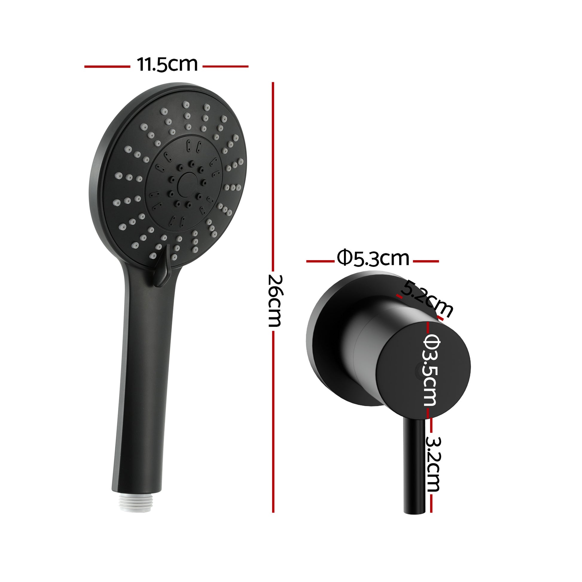 Cefito 4.5" Handheld Shower Head Round with Wall Twin Swivel Bathroom Tap SHOWER-A4-RO-BK-TAP-RO