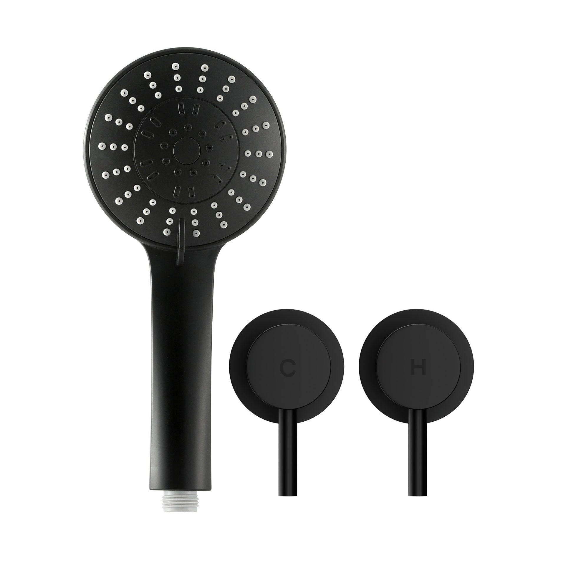 Cefito 4.5" Handheld Shower Head Round with Wall Twin Swivel Bathroom Tap SHOWER-A4-RO-BK-TAP-RO