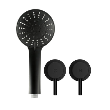 Cefito 4.5" Handheld Shower Head Round with Wall Twin Swivel Bathroom Tap SHOWER-A4-RO-BK-TAP-RO