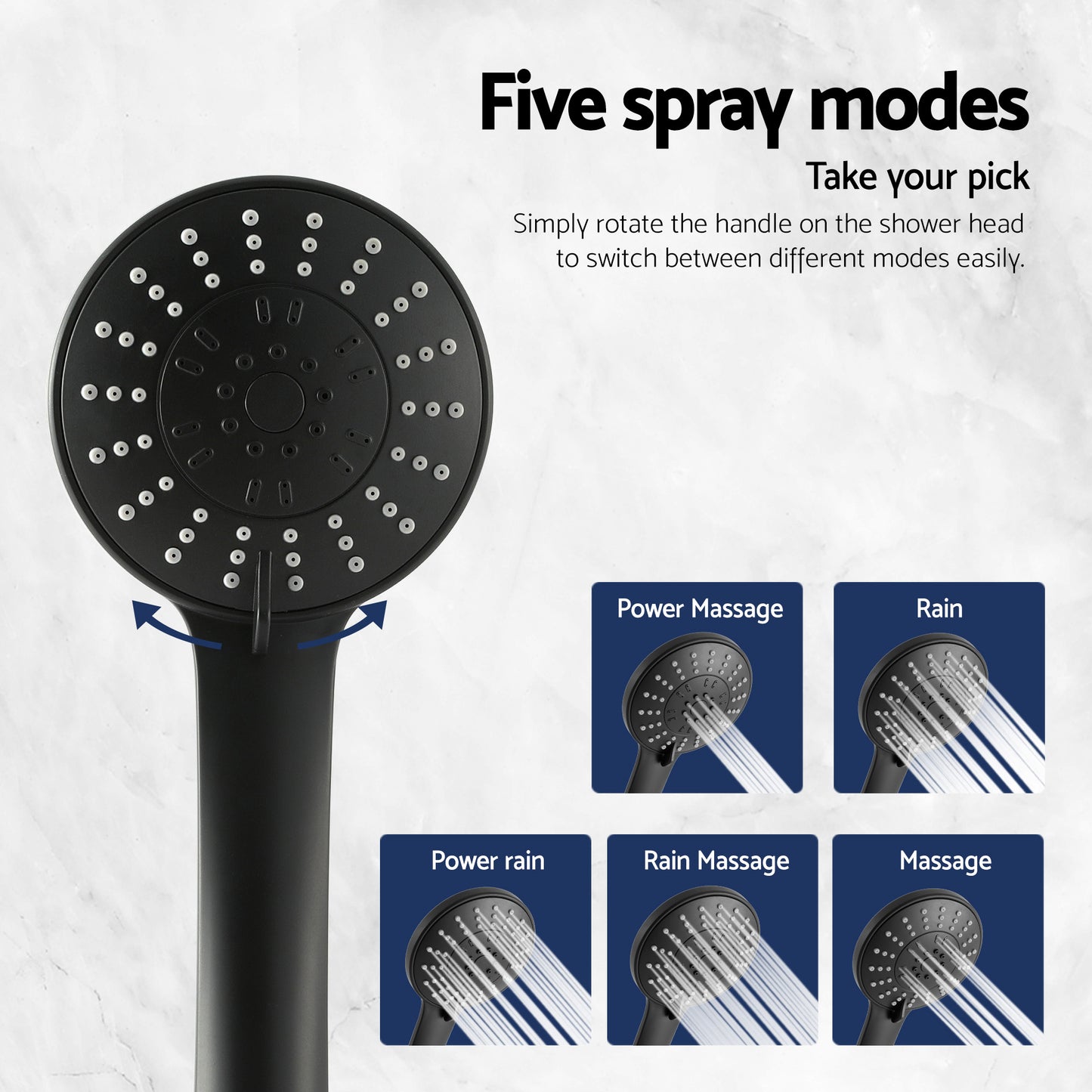 Cefito 4.5" Handheld Shower Head Round with Wall Twin Swivel Bathroom Tap SHOWER-A4-RO-BK-TAP-RO