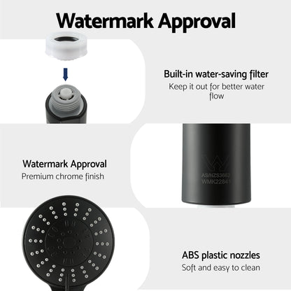 Cefito 4.5" Handheld Shower Head Round with Wall Twin Swivel Bathroom Tap SHOWER-A4-RO-BK-TAP-RO