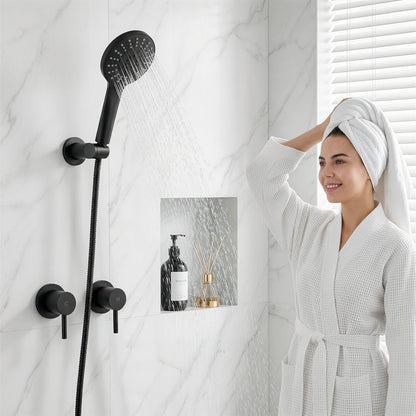 Cefito 4.5" Handheld Shower Head Round with Wall Twin Swivel Bathroom Tap SHOWER-A4-RO-BK-TAP-RO