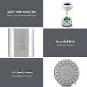 Handheld Shower Head 4.5" High Pressure 5 Modes Poweful Round Chrome SHOWER-A4-RO-SI