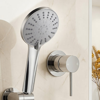 Cefito 4.5" Handheld Shower Head Round with Wall Bathroom Mixer Silver SHOWER-A4-RO-SI-MIXER-RO