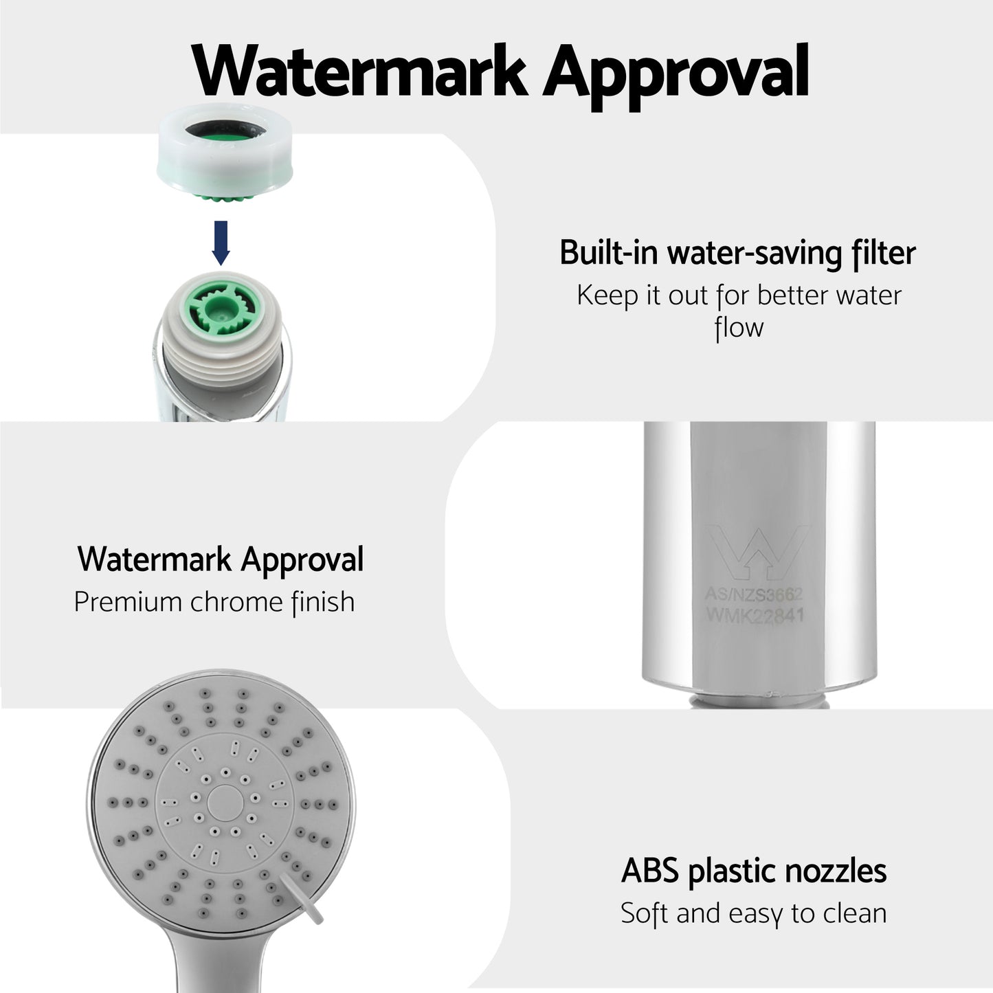 Cefito 4.5" Handheld Shower Head Round with Wall Bathroom Mixer Silver SHOWER-A4-RO-SI-MIXER-RO