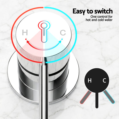Cefito 4.5" Handheld Shower Head Round with Wall Bathroom Mixer Silver SHOWER-A4-RO-SI-MIXER-RO