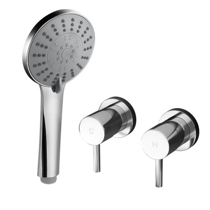 Cefito 4.5" Handheld Shower Head Round with Wall Twin Swivel Bathroom Tap Silver SHOWER-A4-RO-SI-TAP-RO