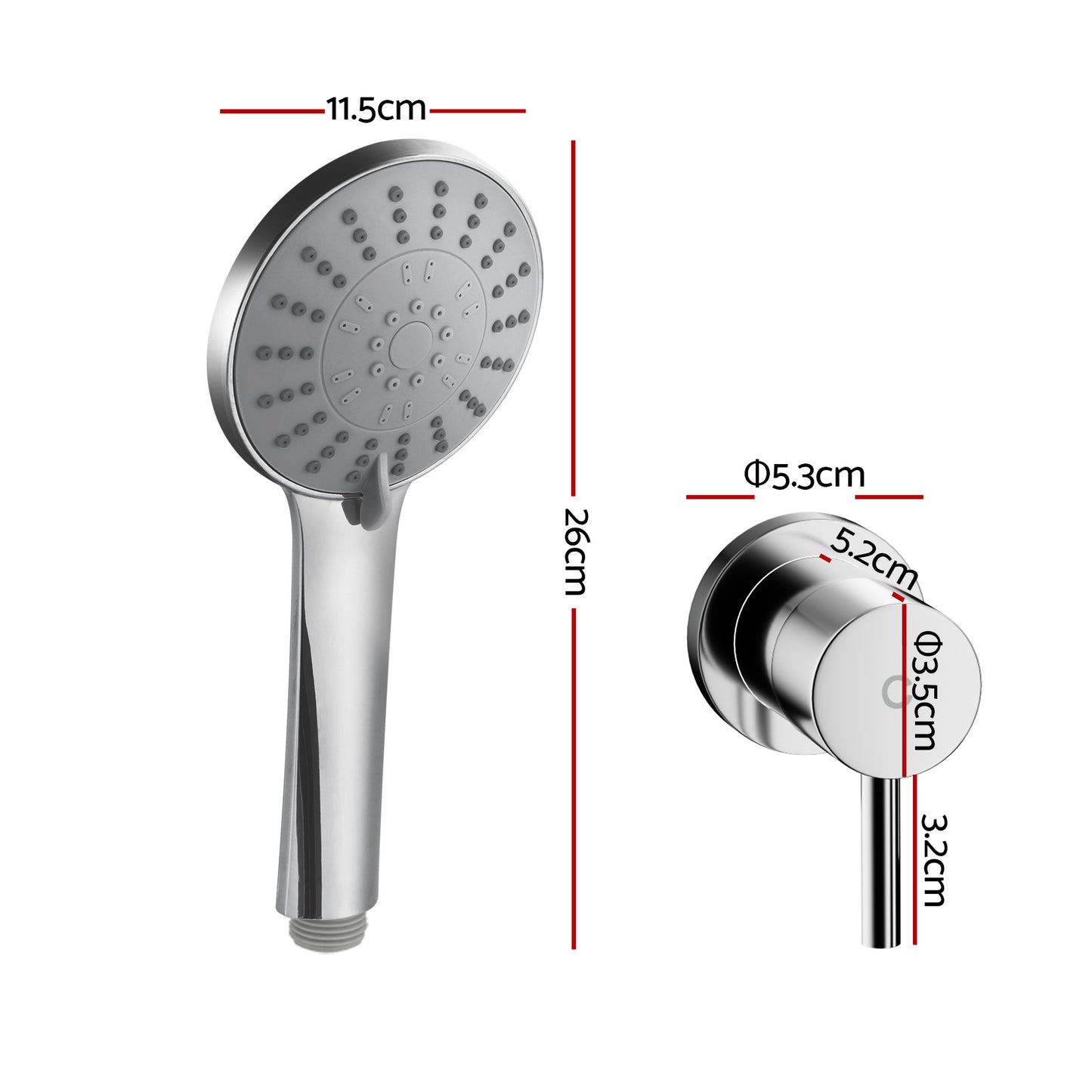 Cefito 4.5" Handheld Shower Head Round with Wall Twin Swivel Bathroom Tap Silver SHOWER-A4-RO-SI-TAP-RO
