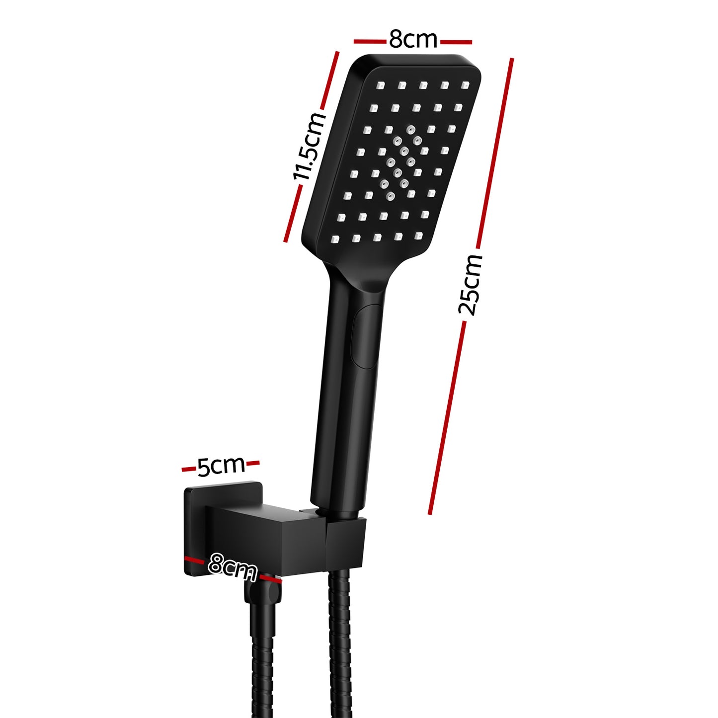 Handheld Shower Head Holder 3.1'' High Pressure Black SHOWER-A6-SQ-BK