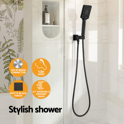 Handheld Shower Head Holder 3.1'' High Pressure Black SHOWER-A6-SQ-BK