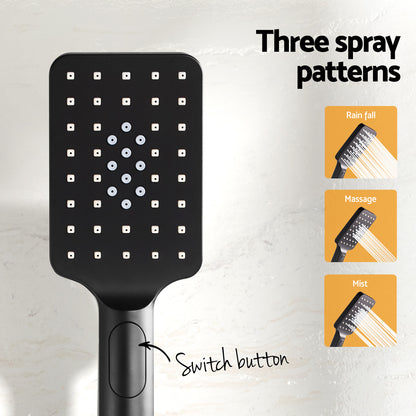 Handheld Shower Head Holder 3.1'' High Pressure Black SHOWER-A6-SQ-BK