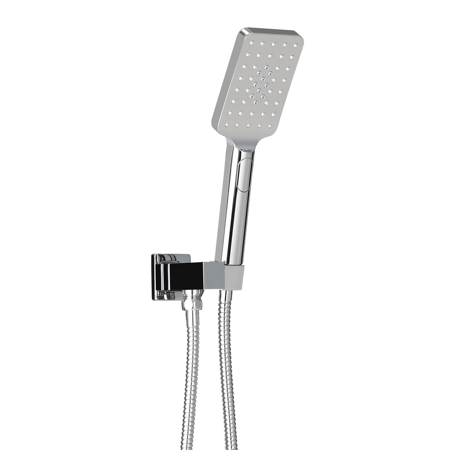 Handheld Shower Head Holder 3.1'' High Pressure Silver SHOWER-A6-SQ-SI
