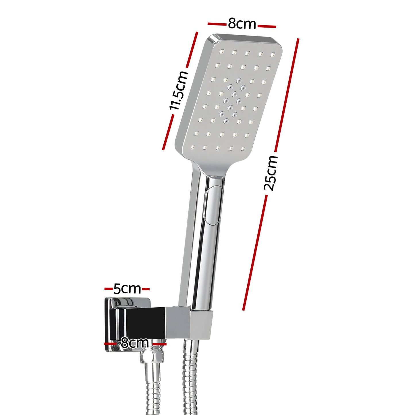 Handheld Shower Head Holder 3.1'' High Pressure Silver SHOWER-A6-SQ-SI