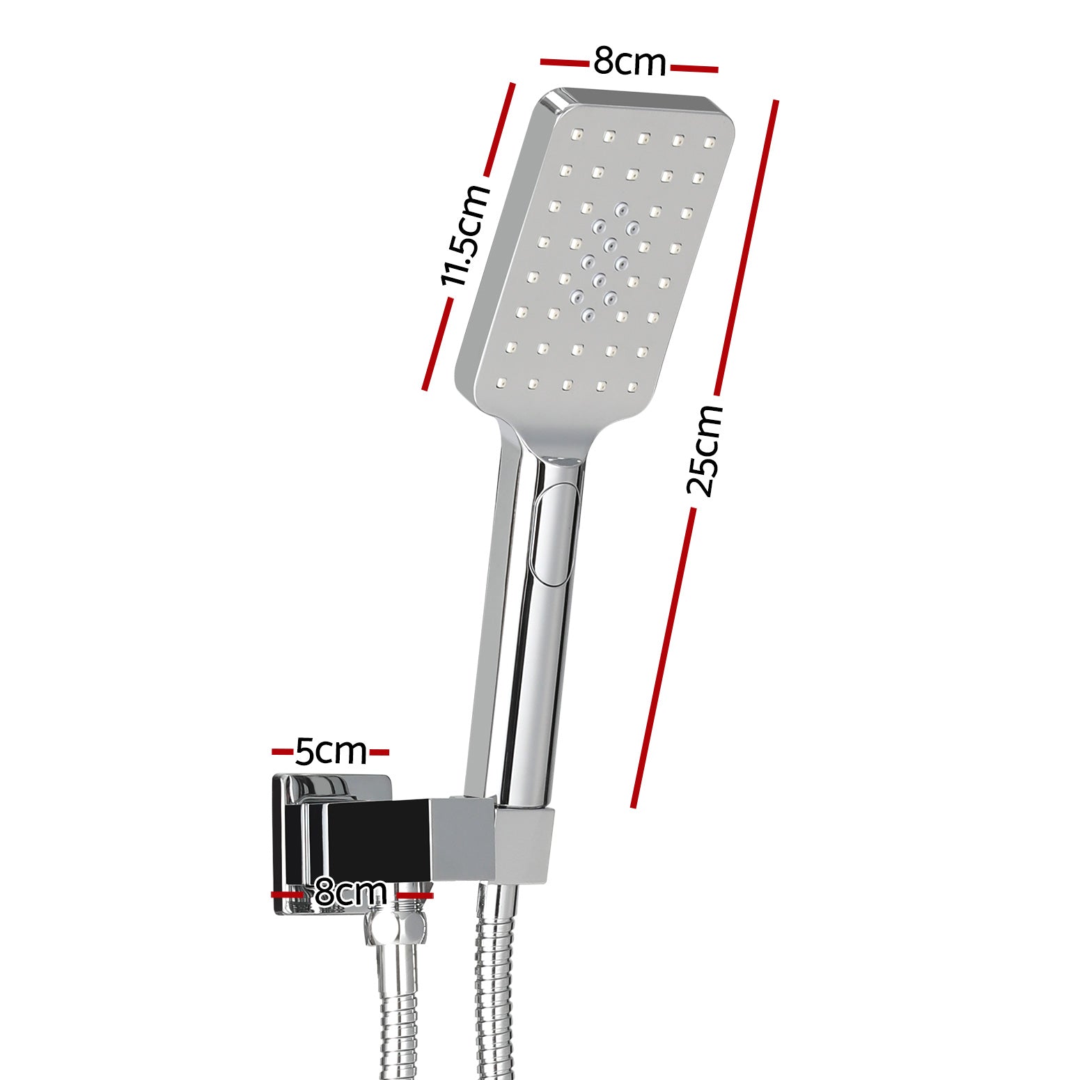 Handheld Shower Head Holder 3.1'' High Pressure Silver SHOWER-A6-SQ-SI