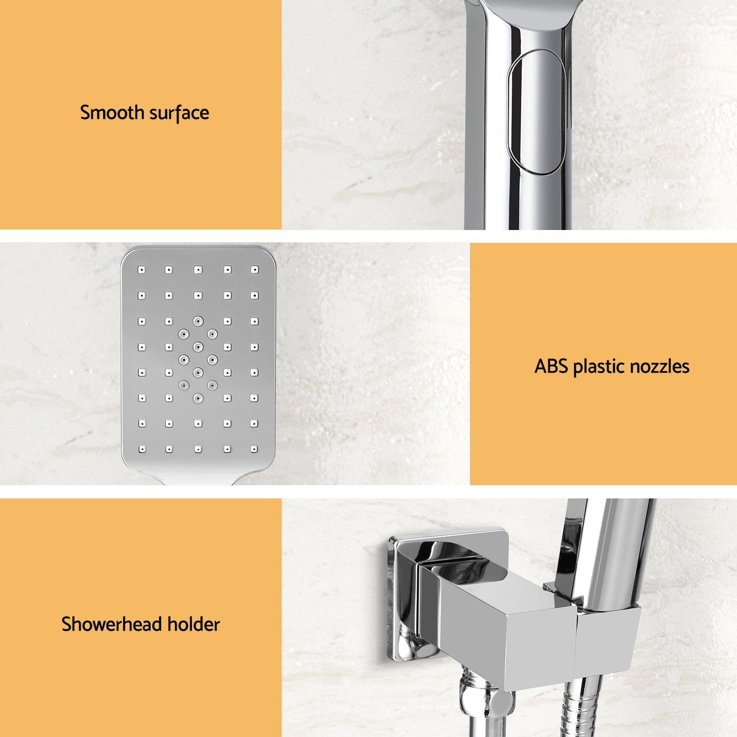 Handheld Shower Head Holder 3.1'' High Pressure Silver SHOWER-A6-SQ-SI