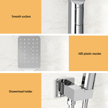 Handheld Shower Head Holder 3.1'' High Pressure Silver SHOWER-A6-SQ-SI