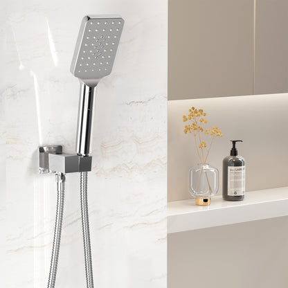 Handheld Shower Head Holder 3.1'' High Pressure Silver SHOWER-A6-SQ-SI
