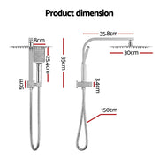 12" Rain Shower Head Set with 3-Mode Handheld Brass High Pressure WELS Chrome SHOWER-B-B2-SQ-12-SI