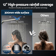 12" Rain Shower Head Set with 3-Mode Handheld Brass High Pressure WELS Chrome SHOWER-B-B2-SQ-12-SI