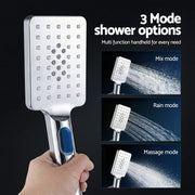 12" Rain Shower Head Set with 3-Mode Handheld Brass High Pressure WELS Chrome SHOWER-B-B2-SQ-12-SI