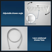 12" Rain Shower Head Set with 3-Mode Handheld Brass High Pressure WELS Chrome SHOWER-B-B2-SQ-12-SI